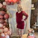 Floral Mesh Bishop Long Sleeve Maternity Midi Dress, Fall Maternity Bodycon Dress for Baby Shower, Small, Long Sleeve Wine Red