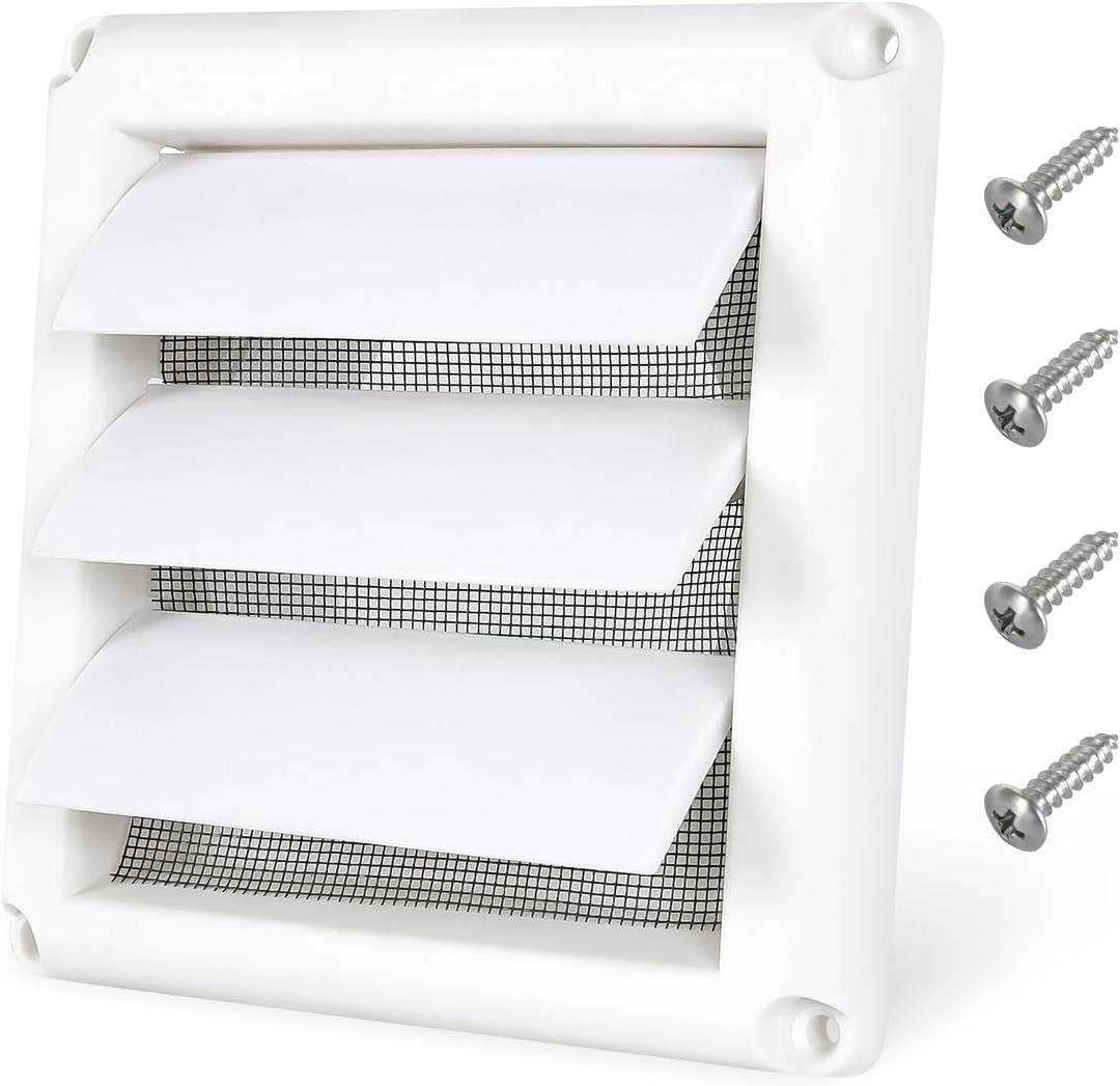 6 Inch Louvered Dryer Vent Cover, Outside Exhaust Air Vent Cover with 4 Pcs Screws, Vent Hood Outlet for Exterior Wall, Outside, Outdoor (6 Inch-Active)