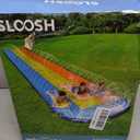 Sloosh Triple Water Slide with 3 BodyBoards, 22.5FT Lawn Water Slip Splash Pad Slide Summer Toy with Build in Advanced Sprinkler for Kids Adults Backyard Summer Water Fun