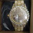 Hip Hop Watches for Men Iced-Out Bling Diamond Luxury Quartz Watches with Date, 42mm Face Diamond Gold