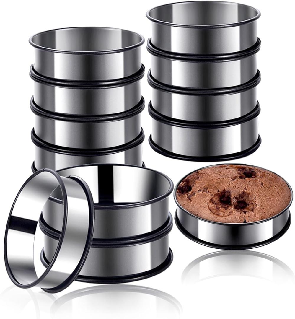 12 Pieces Crumpet Rings Nonstick English Muffin Rings, 3.15 Inch Stainless Steel Double Rolled Metal Baking Tart Ring Molds for cookies, pastries
