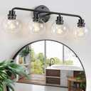 Bathroom Light Fixtures Black Vanity Light 4 Light Wall Sconces Lighting Bathroom Lights with Globe Clear Glass Shade Bath Wall Lights Wall Lamp for Mirror Kitchen Living Room Bedroom Hallway 27 Inch