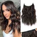 REECHO Invisible Wire Hair Extensions with Thinner Softer Lace Weft (Chocolate Brown with Highlights, 12 Inch (Pack of 1))