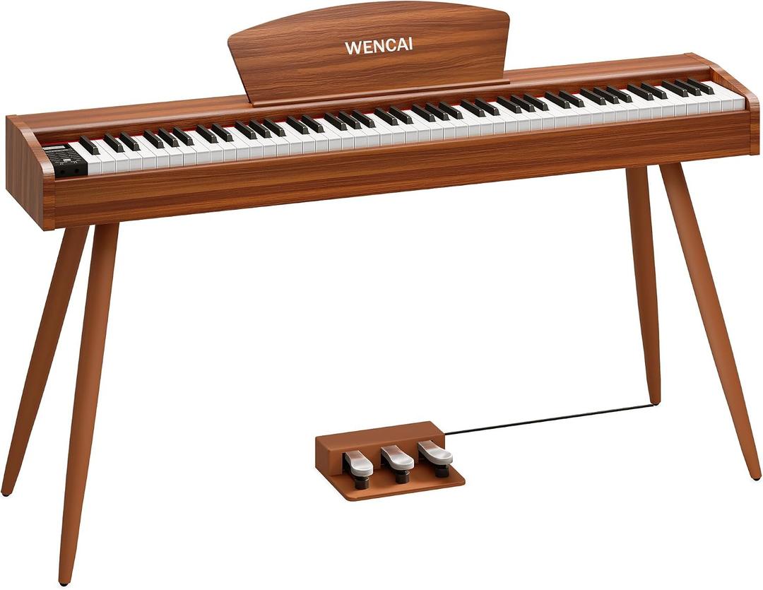 WENCAI Digital Piano 88-Key Fully Weighted Keyboard - Hammer Action Electric Piano, Full-Size Wooden Pianos for Beginner Professional Adults with Sheet Music Stand Triple Pedal, 12.6 x 55.7 x 15.15 inches
