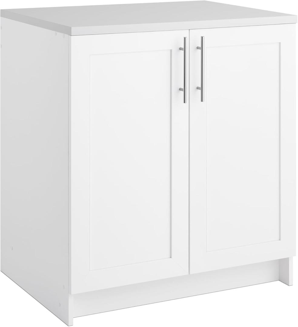 Prepac Elite 32" W Storage Cabinet with Doors and Shelves, White Garage Cabinet, Bathroom Storage with 1 Adjustable Shelf 24.5" D x 32" W x 36" H, WSCR-1005-1
