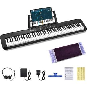88 Key Digital Piano Beginner Electric Keyboard Piano, with Semi-Weighted Velocity-Sensitive Keys Dual 20W Speakers Bundle include Sustain Pedal, Carrying Bag, Sheet Music Stand, Earphone
