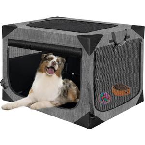 Dog Crate 30x21x21 Inch for Large or Medium Dogs, Portable and Foldable Design Perfect for Travel or Home Use, Dog Kennel with 3-Door (Deep Grey, 36 * 25 * 25)