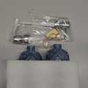 16 oz Diamond Pattern Glass Soap Dispenser, Kitchen and Bathroom Refillable Soap Dispenser with Rust Resistant Stainless Steel Pump for Hand Soap, Lotion Glass Liquid Dispenser(Blue - 2 Pack)