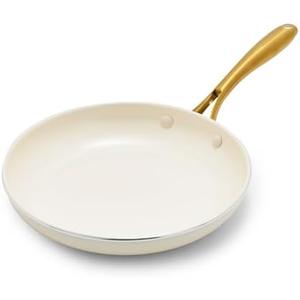 GreenPan Swift 10" Ceramic Nonstick Frying Pan Skillet, PFAS & PFOA-Free Healthy Cooking, Gold Stainless Steel Handle, Versatile Cooking Essentials, Dishwasher & Oven Safe, Cream