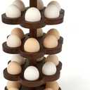 Wooden Egg Holder Countertop 360 Rotating, Egg Rack for 30 Eggs, Spiral Egg Storage Organizer for Kitchen Counter, Farmhouse Fresh Chicken Egg Dispenser for Home, Family ,easter egg (Brown)