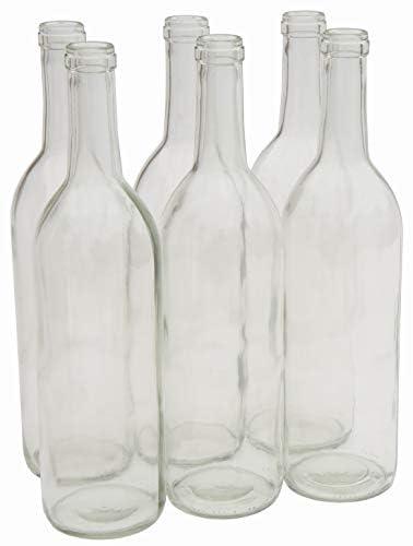 North Mountain Supply - W5CL6 750ml Glass Bordeaux Bottle Flat-Bottomed Cork Finish - Case of 3 (W5 Clear/Flint)