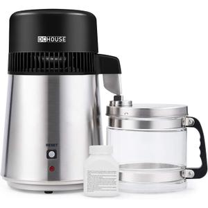 DC HOUSE Water Distiller 1 Gallon Distilled Water Machine, Stainless Steel Water Distillers for Home Countertop, 750W Distilled Water Maker Tabletop Distiller to Make Clean Water (Grey)
