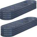 KFN 2PCS 8x1.8x1FT Galvanized Raised Garden Bed,Raised Garden Bed Kit-Oval Metal Vegetable Box,Large Planter Flower Boxes Outdoor,Planting for Vegetables,Flower,Herb,Sliver,0.7mm