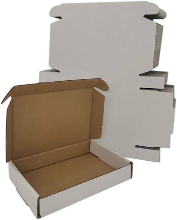 6x4x1'' Small Shipping Boxes 25 Pack, White Corrugated Cardboard Literature Mailers, Mailing Packaging Supplies for Small Business (W641-25)