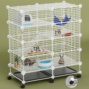 STILLCOVE Medium Guinea Pig Cages Indoor: 4-Tier C&C Rabbit Cage Small Animal Cage on Wheel with Removable Tray for Bunny Hamster Ferret Rat Chinchilla Hedgehog, Size: 28.7"L x 14.6"W x 34.2"H