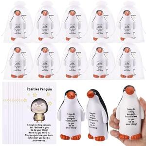 Hollowfly 10 Set Funny Penguin Stress Balls Bulk Relief Squeeze Balls Inspirational Stress Reliever Employee Appreciation Gifts for Adult Coworkers Staff Volunteer