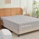 Queen Fitted Sheet Only,Microfiber Patterned Floral Fitted Sheet Deep Pocket 24 Inches, Ultra Soft & Wrinkle Resistant Queen Bed Sheets Deep Pocket,Grey Vintage Floral