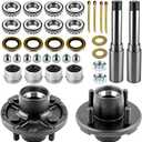 Trailer Idler Hub Kit 2000 lbs with 4 on 4" Trailer Hub & Round BT8 Spindle,1" and 1"-1/16" Trailer Axle Kits 4 Lug Include L44643 Bearings Kit, 2 Sets