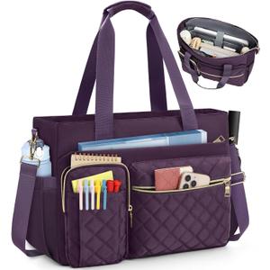 SDYSM Teacher Tote Bag 15.6 inch Laptop Bag Work Bags for Women Nurse Tote Professional Computer Messenger Shoulder Bags Laptop Briefcase for Office, College, Nursing, Purple