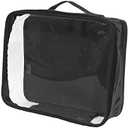 Medium Clear Travel Packing Cube/See-Through Clothes Organizer for Carry on & Checked Suitcase, RV or Camping/Transparent Storage Cell/Doll Storage/Game Day Stadium Approved (Black)