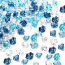 DomeStar 1050PCS Mixed Blue Fake Ice, Fake Diamonds, Vase Fillers Clear Rocks for Fish Tank Table Scatter Decor (Gradual Change Blue)