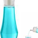 VITVITI Glass Mouthwash Dispenser for Bathroom, 8.8OZ Mouth Wash Container Bottle with Lid Cup, Small Clear Refillable Mouthwash Dispenser Decanter for Countertop (White 1P)