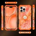 Casetego for iPhone 16 Pro Max Case,Three Layer Heavy Duty Sturdy Shockproof Protection Full Rugged Hard PC+Soft TPU Bumper Protective Girls Case for Apple iPhone 16 Pro Max 6.9 inch,Orange/Gold