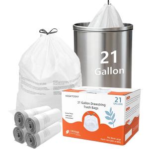 Drawstring Trash Bags, 80L Extra Large Kitchen Garbage Bags, 100ct Extra Strong Leak-Proof Liners for Home & Kitchen, Office Unscented White Heavy Duty (21 Gallon 100 count)