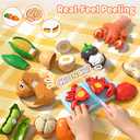 44 Items 85Pcs Play Food Sets for Kids Kitchen | Cutting Toy Food Set with Storage Basket | Fake Fruits,Vegetables & Pizza | Pretend Play Kitchen Accessories | Educational Learning Gift for Boys Girls