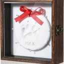 Chunful Dog Memorial Shadow Box with Paw Print Kit 5.9'' x 5.9'' Customized Clay Impression Kit Wooden Keepsake Display Case Pet Ornament New Year Gifts for Pet Lovers Dog Cat DIY Ornament