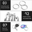 BiyrlyStainless Steel Keyrings,Round Key Rings for Flat Keychains For Home Car Office Keys Attachment (20pack Silver1.5-25mm)