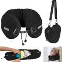 DreamShore Travel Pillow for Extra Luggage:Stuffable Neck Pillow with Adjustable Neck Size|Fits 3+ Days of Travel Essentials|Transformable Carry-On Solution|Soft Velvet Cover|No Filler(Black)