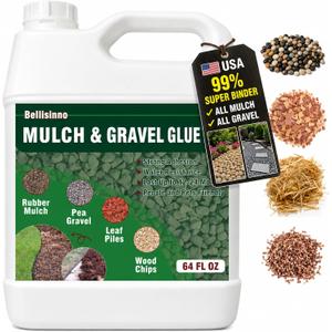 64 oz Mulch Gravel Glue for Landscaping, Mulch and Pea Gravel Stabilizing, Clear Gravel Binder, Lockdown Rubber, Gravel, Pebbles, Stones- Secure Covering Firmly, Non-Toxic and Pet-Friendly