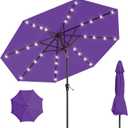 AreShark 9FT Patio Umbrella with Solar Lights, 32 Lighted Pool Umbrella w/Tilt and Crank, Outdoor Market Solar Umbrellas for Garden, Deck, Backyard, Pool and Beach, Purple