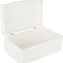 Creative Deco Large White Wooden Box Storage with Hinged Lid | 11.8x7.87x5.51in (+-0.5) | Keepsake Gift Box for Tool Dog Toy Kitchen Storage | ROUGH UNSANDED Wood Chest Trunk (L | No Handles)