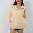 RICHSTORY Hoodie for Women Casual Long Sleeve Fleece Oversized Sweatshirt Sweaters Loose Button Hooded Pullover Sweatshirts Comfy Fall Tops 2025 Khaki XXL