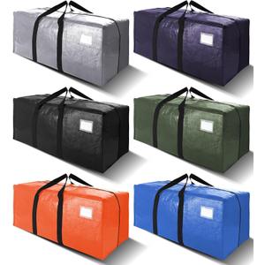 VELVETSURE Heavy Duty Extra Large Moving Bags W/Backpack Straps - Strong Handles & Zippers, Storage Totes For Space Saving, Fold Flat, Alternative to Box and Bin (Set of 6, Multicolor)