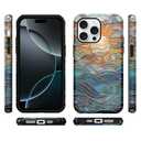 lioscre for iPhone 16 Pro Stained Glass Phone Case 6.3", Aesthetic Sun Beach Ocean Waves Art Case Cute Pattern Print Design Cover Anti-Scratch Glossy 2-Layer Hard Prevention Funda for Woman Girls Men