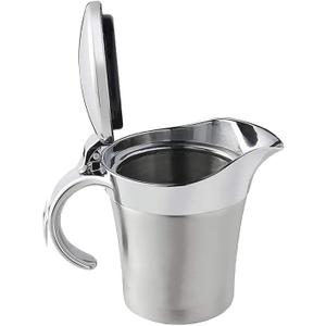 Double Insulated Gravy Boat Stainless Steel Sauce Jug with Hinged Lid