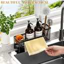Kitchen Soap Dispenser Set with Sponge Holder and Towel Rack, 17OZ Glass Bottle, Hand and Dish Soap Dispenser Set, Non-Slip Silicone Pad, Brush Holder, Kitchen Sink Caddy Organizer Countertop (Amber)