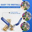Brass Garden Hose Splitter 2 Way Heavy Duty, Safe Water Hose Splitter Drinking with 304 Stainless Steel Long Handle, Outdoor Full Flow Hose Bib Splitter Connector, Y Valve 3/4 Inch GHT Thread