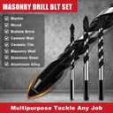 10 Pcs Masonry Drill Bit Set with 6 Pcs High Magnetic Screwdriver Bit Set, K5 Impact Resistant Non-slip Drilling Bits for Wood Concrete Tile Ceramic Brick