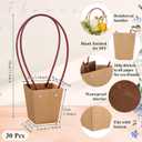 Gilprop 30 Packs Bouquet Bag Kraft Paper Flower Gift Bags with Handle Bouquet Bag Box with Waterproof Lining for Birthday Wedding Party Favors (11.8 x 3.5 x 2.5 Inch,Brown)