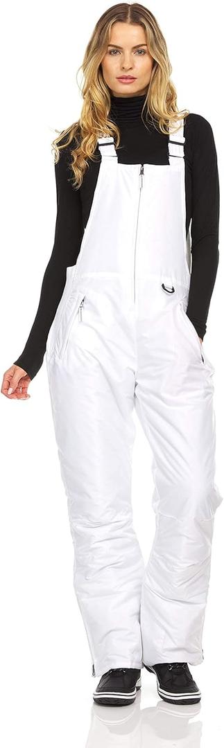 Arctic Quest Womens Ski Snow Bibs Pants Insulated Water Resistant Overalls Snowboarding Winter Waterproof Pants Women (Small, White)