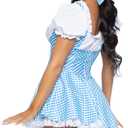 Leg Avenue Womens Gingham Dress Halloween Costume with lace up front and attached apron (Blue, XXXL)