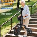 Lightweight Upright Rollator Walker All-Terrain Foldable with seat and Adjustable Height backrest, 300 lbs Capacity, 10" Front & 8" Rear Wheels for Seniors, Adults, bariatric, Includes Cane Holders