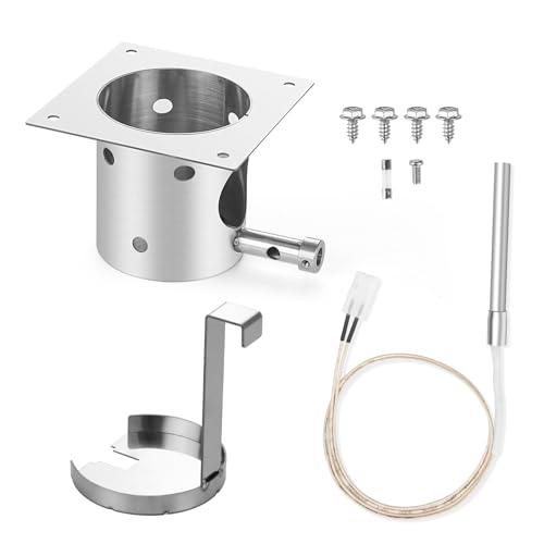 Stainless Steel Fire Burn Pot and Hot Rod Ignitor Kit for Traeger and Pit Boss,Camp Chef Pellet Grills, Heavy Duty Fire Pot Burner Pot Pellet Grill Replacement Parts with Ash Remover, Screws and Fuse