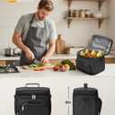 Lunch Boxs for Women/men Insulated Lunch bag,Leakproof Lunchbox with Adjustable Shoulder Strap for Adults,Soft Cooler Tote Bag for Office Fitness Picnic Beach Travel - Black 12-Can(8L)
