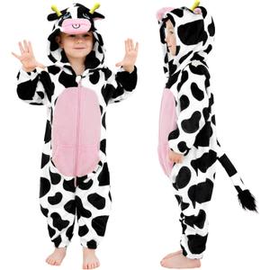 LOLANTA Unisex Baby Animal Costumes Toddler Boys Girls Hooded Jumpsuit Kid Halloween Christmas Birthday Gifts (18-24 Months, Cow)