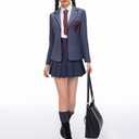 Cos-Animefly Adult Cosplay Costume Women Mens Coat JK Skirt Tie Shirt Shorts Uniform Set Halloween Party (X-Large, Gray 3)